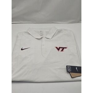 NEW Nike Dri Fit Virginia Tech Hokies Mens Patterned White Polo Shirt Golf 4XLT